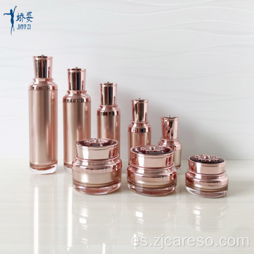 2018 botellas cosméticas de acrílico de oro rosa de lujo
